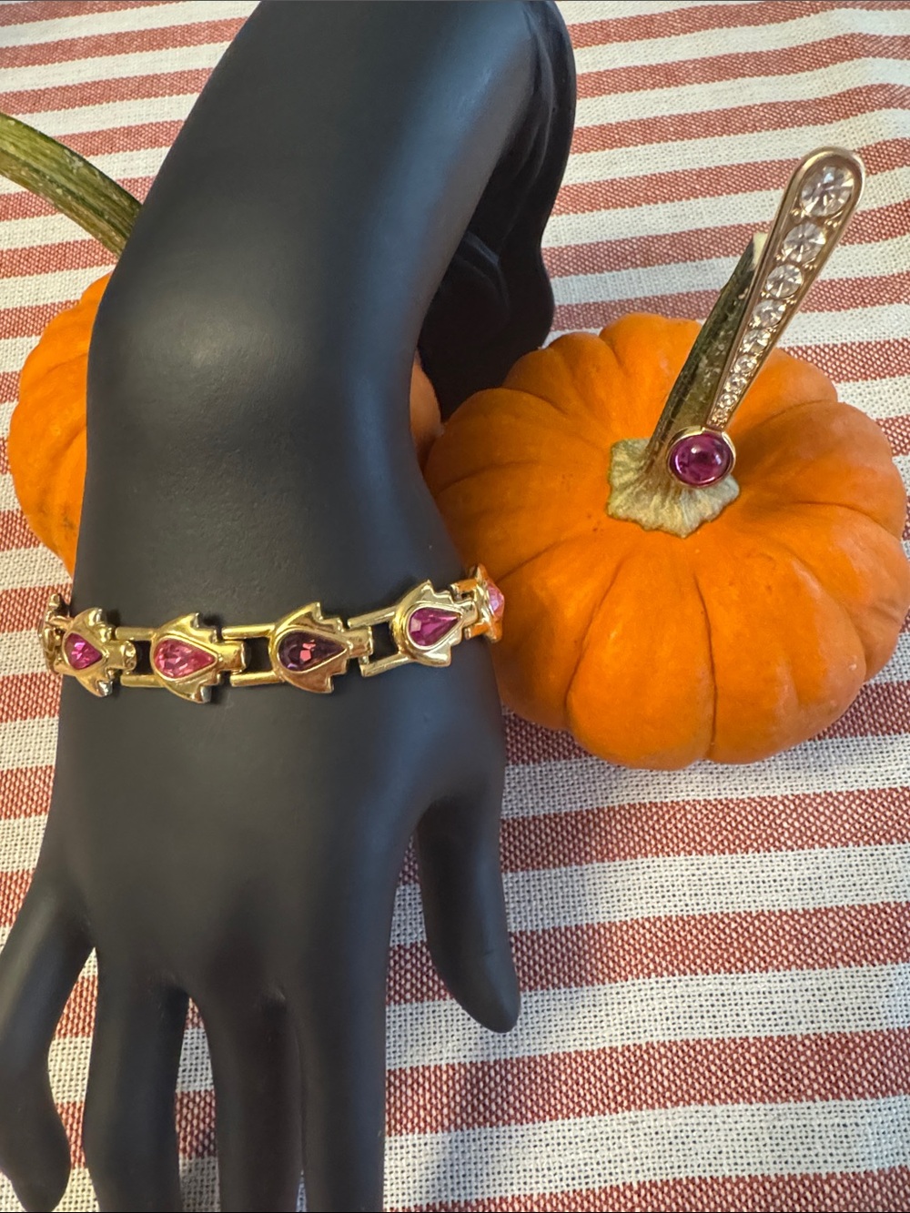 Vintage Swarovski Bracelet and brooch with Pink Crystals